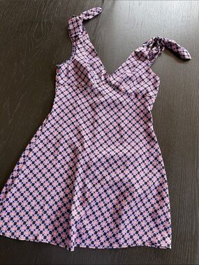 Topshop Black Dress with Purple & Orange Daisy Print